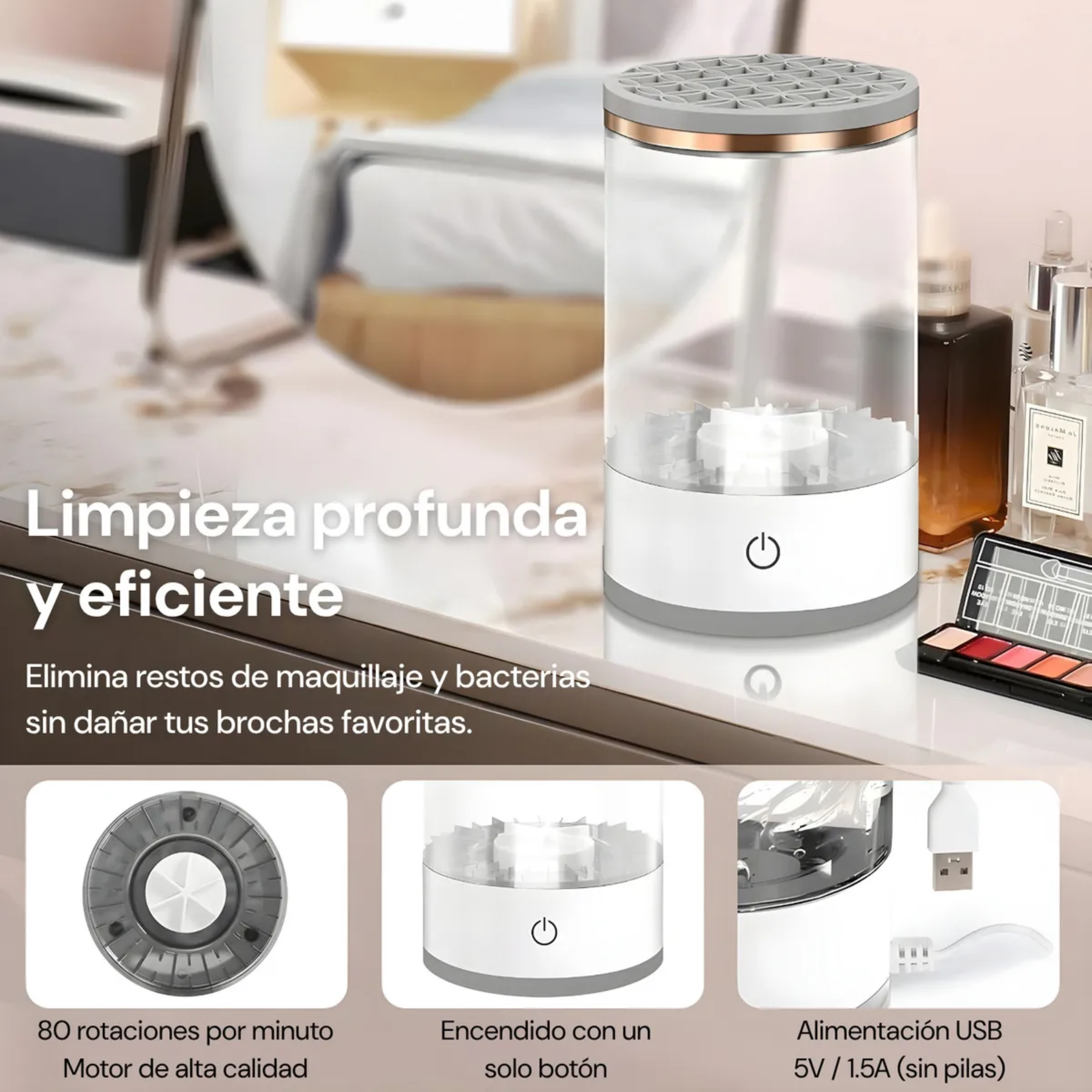 Limpiador Brochas Maquillaje Usb Pincele